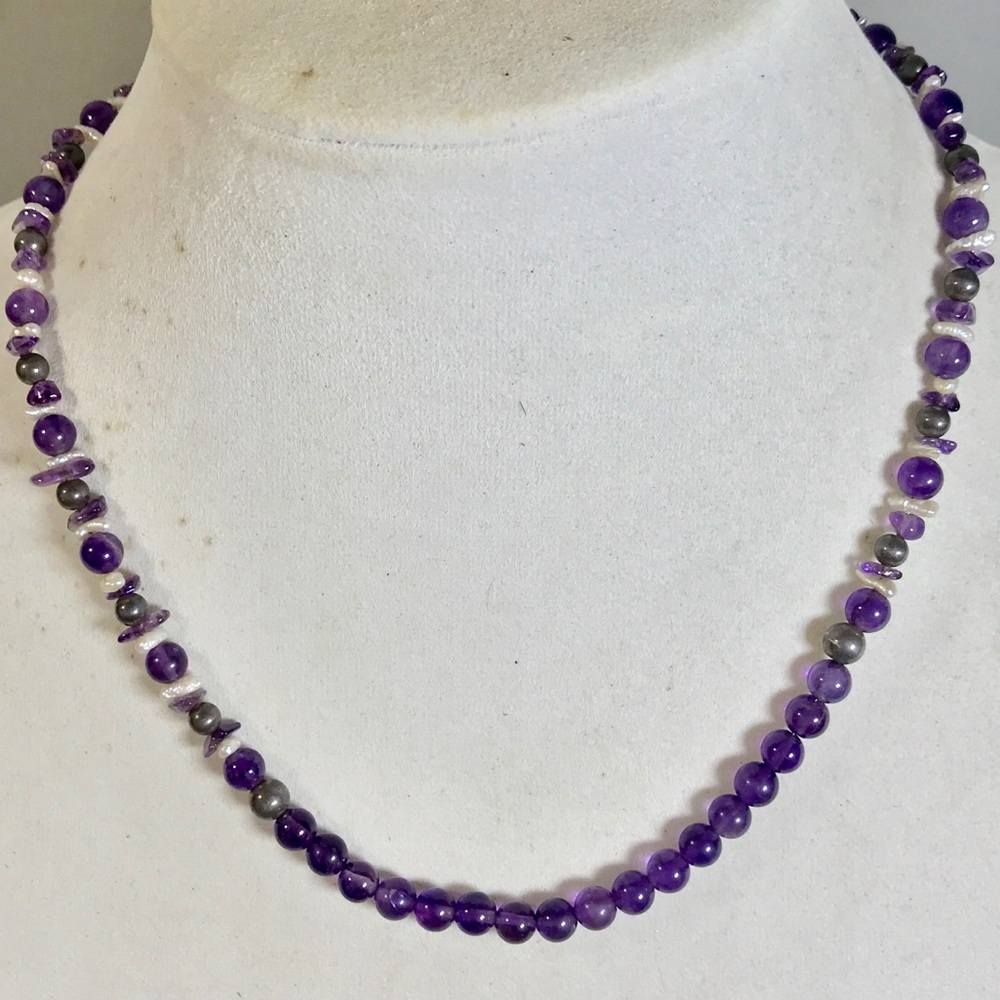 18” purple beaded necklace
